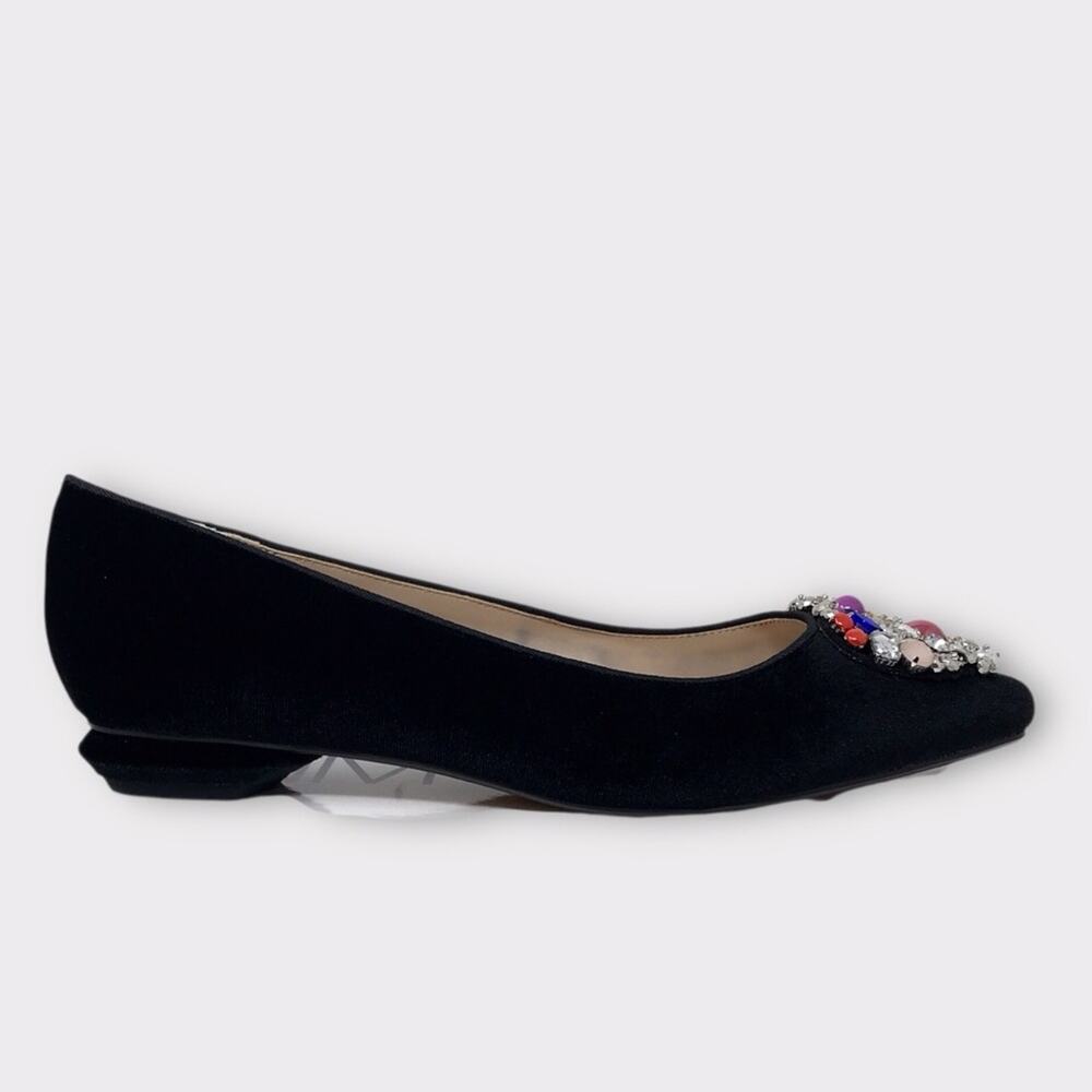 Neiman Marcus NWT Black Velvet Beaded Embellished Flats Multi-Color Sz 8.5M - Picture 3 of 11